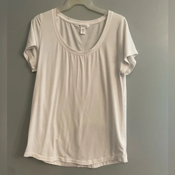 Women’s Athleta White Scoop Neck Short Sleeve Top - Picture 4 of 7